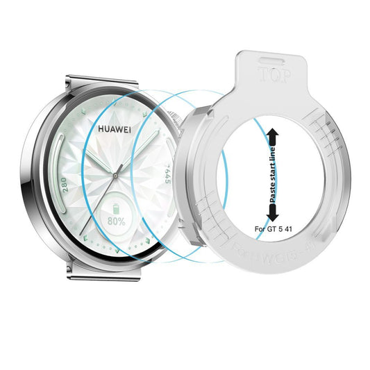 Protector de pantalla Tech-Protect Easy Set+ para Huawei Watch GT 5 41mm, Set de 2 piezas, Cristal Templado