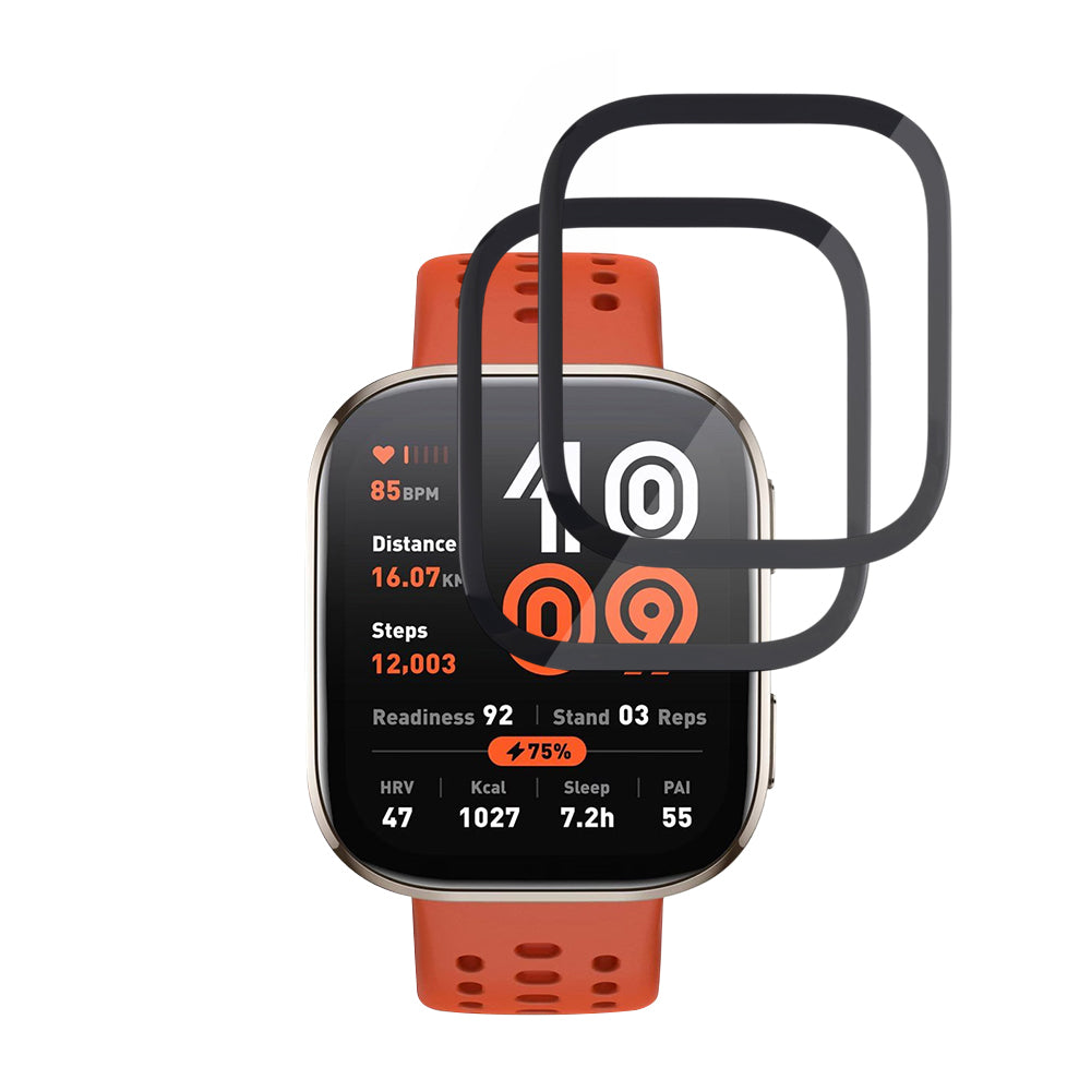 Lámina Protectora Techsuit Nano Flex para Amazfit Bip 6, Set de 2 piezas, Plástico, Negra