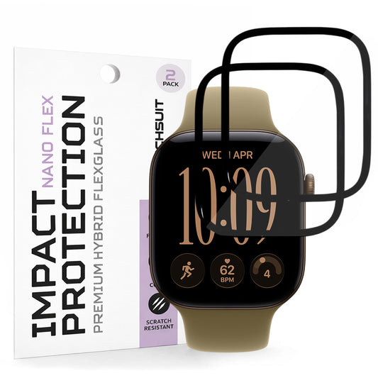 Protector de pantalla Techsuit Nano Flex para Apple Watch Series 12 de 42 mm, plástico, set de 2 unidades, negro