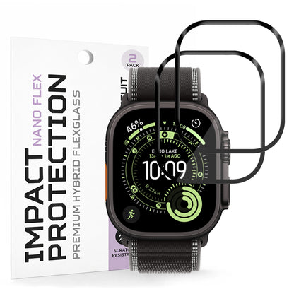 Folie de Protección Techsuit Nano Flex para Apple Watch Ultra Series, Set de 2 piezas, Plástico, Negra