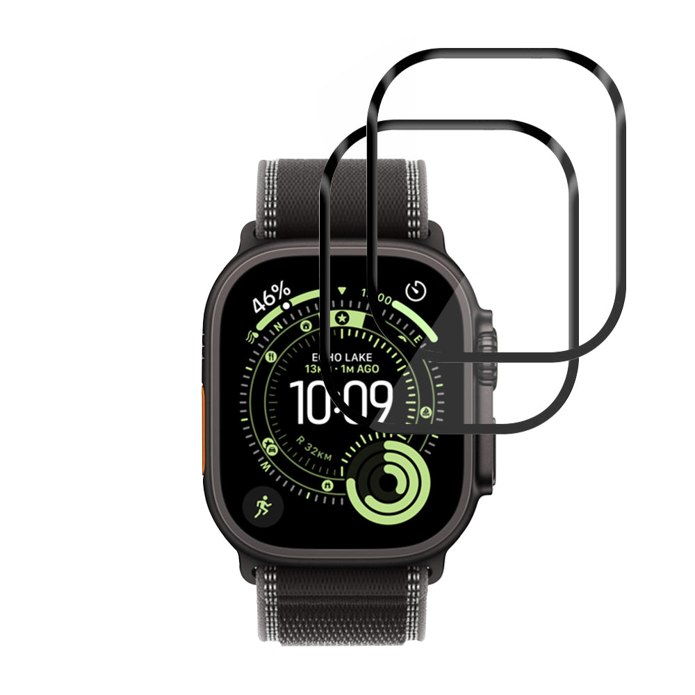 Folie de Protección Techsuit Nano Flex para Apple Watch Ultra Series, Set de 2 piezas, Plástico, Negra