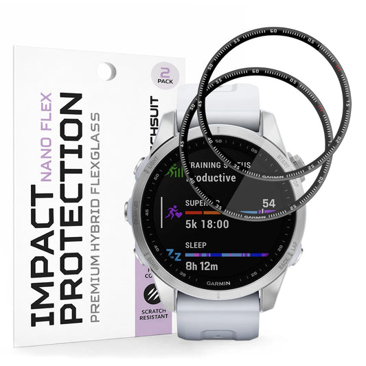 Folie de Protección Techsuit Nano Flex para Garmin Fenix 7S, Set de 2 piezas, Plástico, Negra