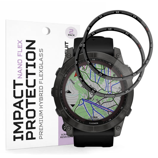 Folie de Protección Techsuit Nano Flex para Garmin Fenix 7X, Set de 2 piezas, Plástico, Negra