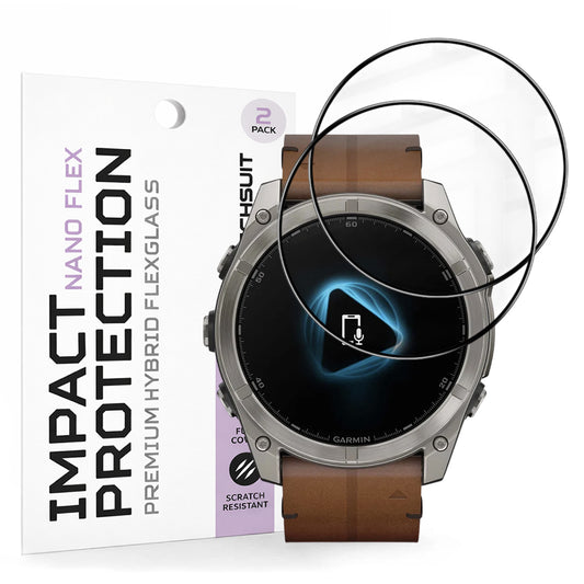 Folie de Protección Techsuit Nano Flex para Garmin Fenix 8 Pro 51mm / 8 51mm, Set 2 piezas, Plástico, Negra