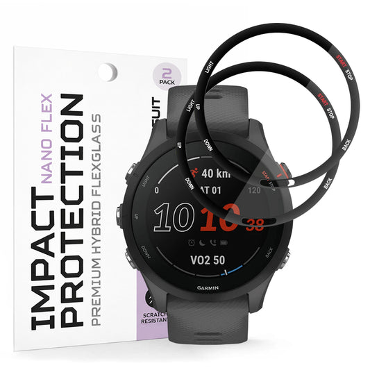 Folie de Protección Techsuit Nano Flex para Garmin Forerunner 255 Music / 255, Set de 2 piezas, Plástico, Negra