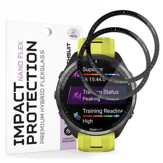 Folie de Protección Techsuit Nano Flex para Garmin Forerunner 965, Set de 2 piezas, Plástico, Negra