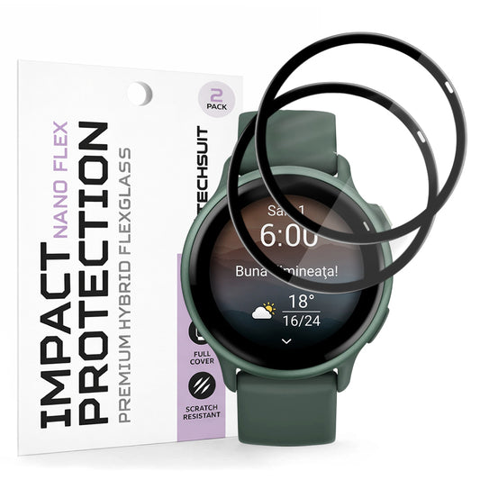 Folie de Protección Techsuit Nano Flex para Garmin vivoactive 6, Set de 2 piezas, Plástico, Negra