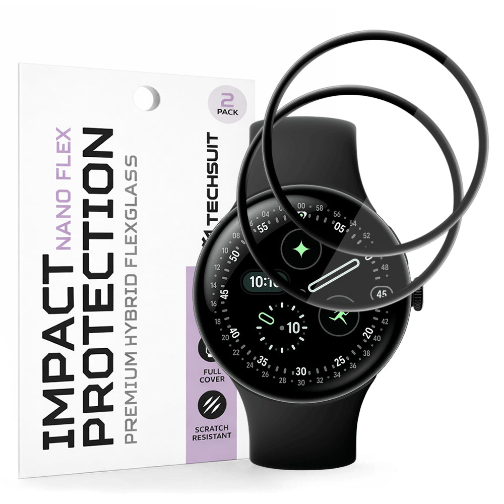 Folie de Protección Techsuit Nano Flex para Google Pixel Watch 4 45mm, Set de 2 piezas, Plástico, Negra