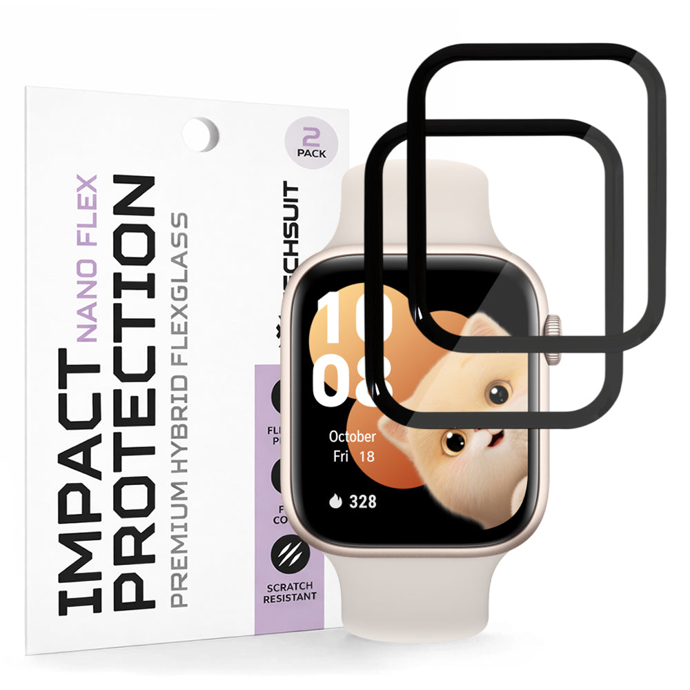 Folie de Protección Techsuit Nano Flex para Honor Watch 5, Set de 2 piezas, Plástico, Negra