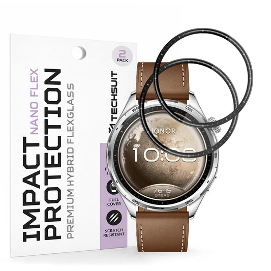 Protector de pantalla Techsuit Nano Flex para Honor Watch 6, plástico, juego de 2 piezas, negro