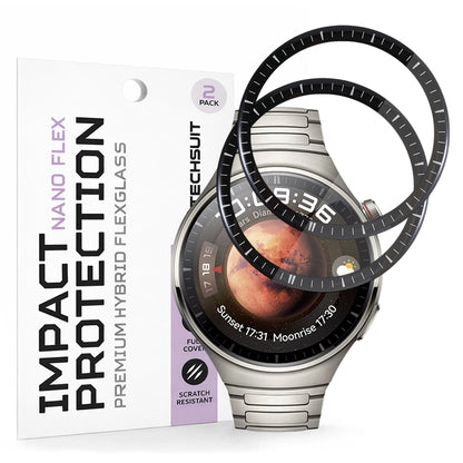 Folie de Protección Techsuit Nano Flex para Huawei Watch 4 Pro, Set de 2 piezas, Plástico, Negra