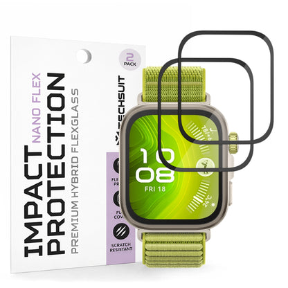 Folie de Protección Techsuit Nano Flex para Huawei Watch Fit 4 Pro, Set de 2 piezas, Plástico, Negra