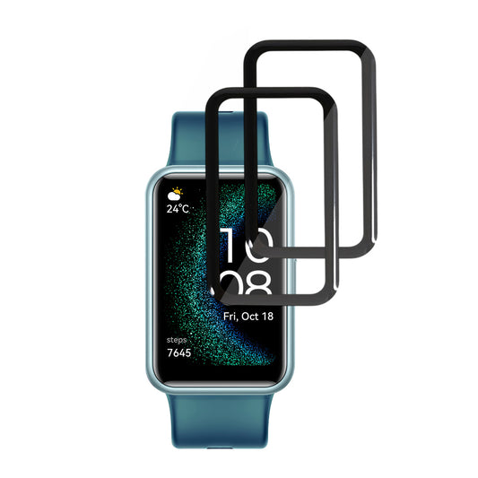 Folie de Protección Techsuit Nano Flex para Huawei Watch FIT SE, Set de 2 piezas, Plástico, Negra