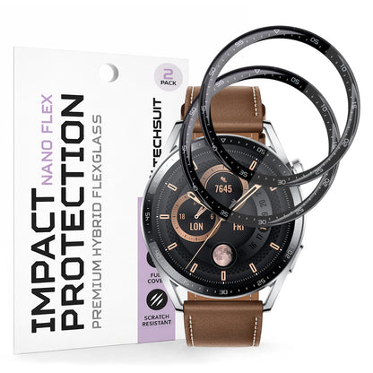 Folie de Protección Techsuit Nano Flex para Huawei Watch GT 3 46mm, Set de 2 piezas, Plástico, Negra