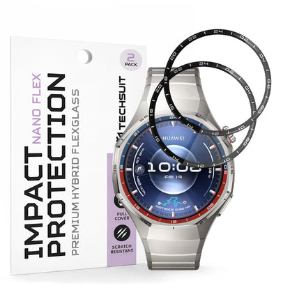 Folie de Protección Techsuit Nano Flex para Huawei Watch GT 6 Pro, Set de 2 piezas, Plástico, Negra