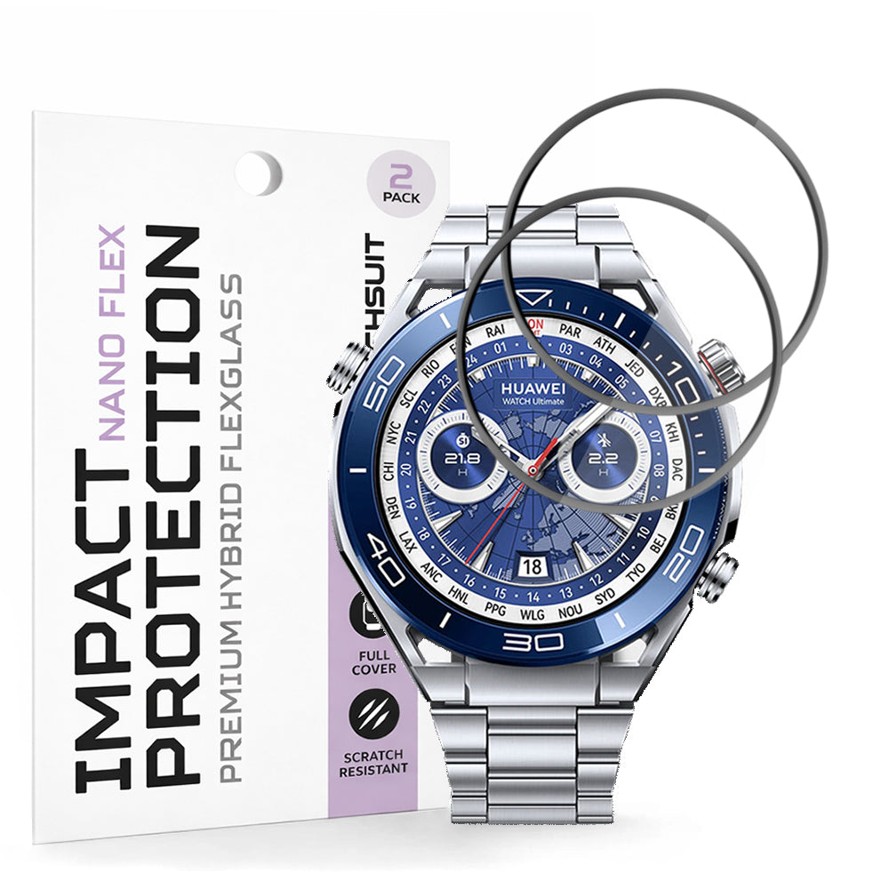 Folie de Protección Techsuit Nano Flex para Huawei Watch Ultimate 2 / Ultimate, Set de 2 piezas, Plástico, Negra