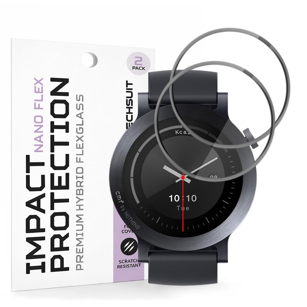 Folie de Protección Techsuit Nano Flex para Nothing CMF Watch 3 Pro, Set de 2 piezas, Plástico, Negra