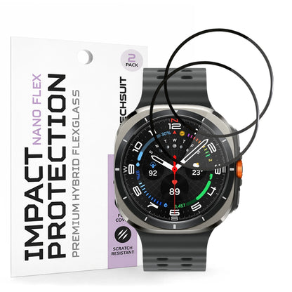 Folie de Protección Techsuit Nano Flex para Samsung Galaxy Watch Ultra, Set de 2 piezas, Plástico, Negra