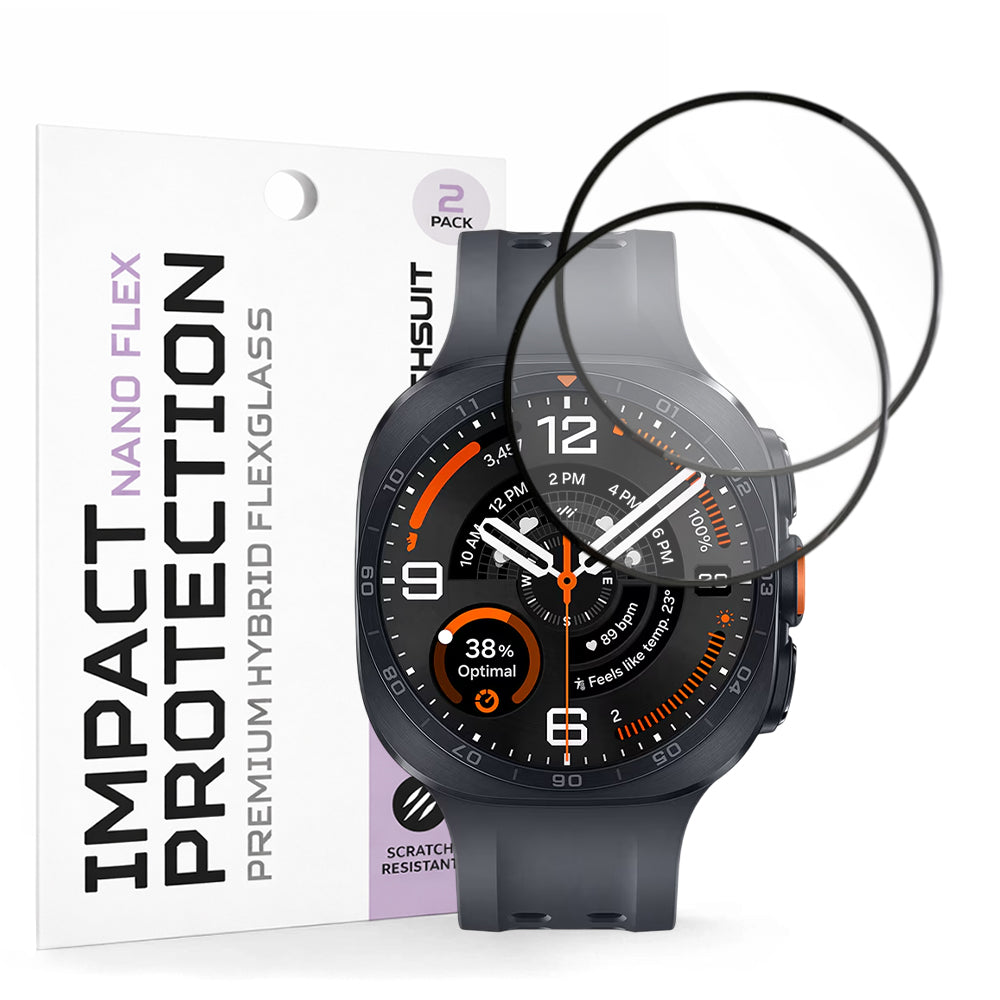 Protector Techsuit Nano Flex para Samsung Galaxy Watch Ultra2, Plástico, Set de 2 piezas, Negro
