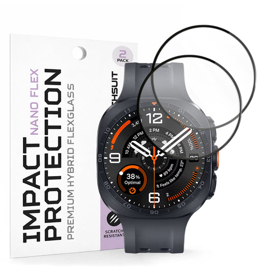 Protector Techsuit Nano Flex para Samsung Galaxy Watch Ultra2, Plástico, Set de 2 piezas, Negro