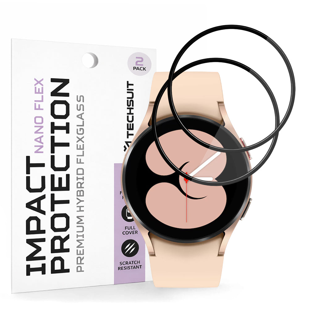 Folie de Protección Techsuit Nano Flex para Samsung Galaxy Watch4 40mm, Set de 2 piezas, Plástico, Negra