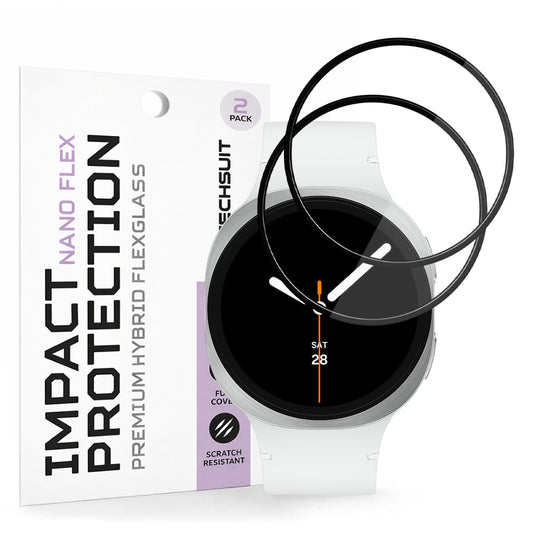 Techsuit Nano Flex Protection Film for Samsung Galaxy Watch8 44mm, Set of 2 pieces, Plastic, Black