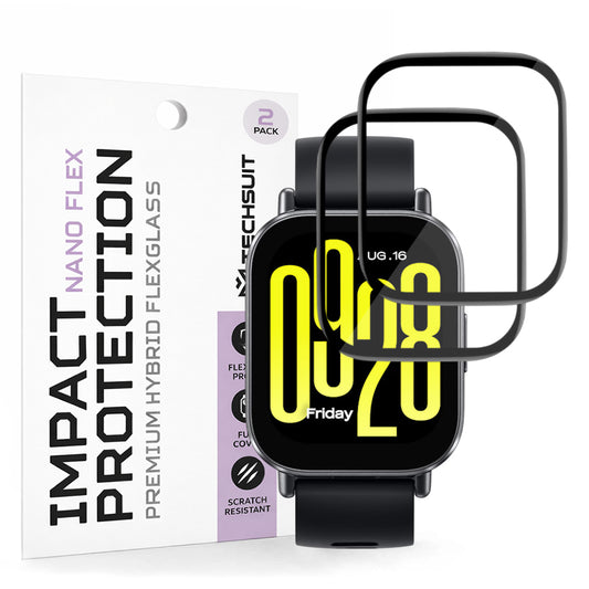 Folie de Protección Techsuit Nano Flex para Xiaomi Redmi Watch 5 Active, Set de 2 piezas, Plástico, Negra