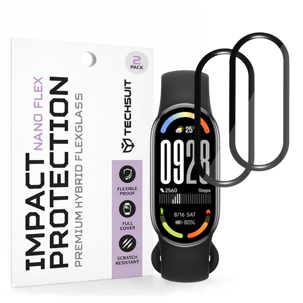 Folie de Protección Techsuit Nano Flex para Xiaomi Smart Band 10, Set de 2 piezas, Plástico, Negra