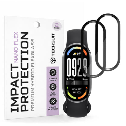 Folie de Protección Techsuit Nano Flex para Xiaomi Smart Band 10, Set de 2 piezas, Plástico, Negra