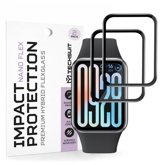 Folie de Protección Techsuit Nano Flex para Xiaomi Smart Band 9 Pro, Set de 2 piezas, Plástico, Negra