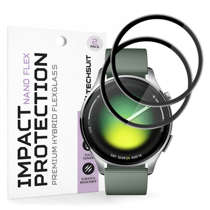 Folie de Protección Techsuit Nano Flex para Xiaomi Watch 5, Set de 2 piezas, Plástico, Negra