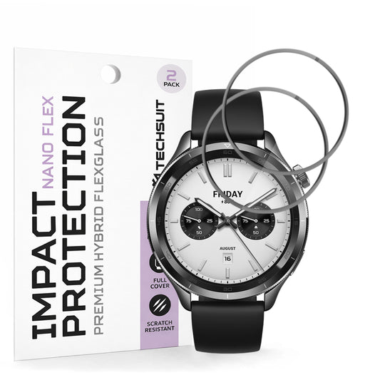 Techsuit Nano Flex Protection Film for Xiaomi Watch S4, Set of 2 Pieces, Plastic, Black