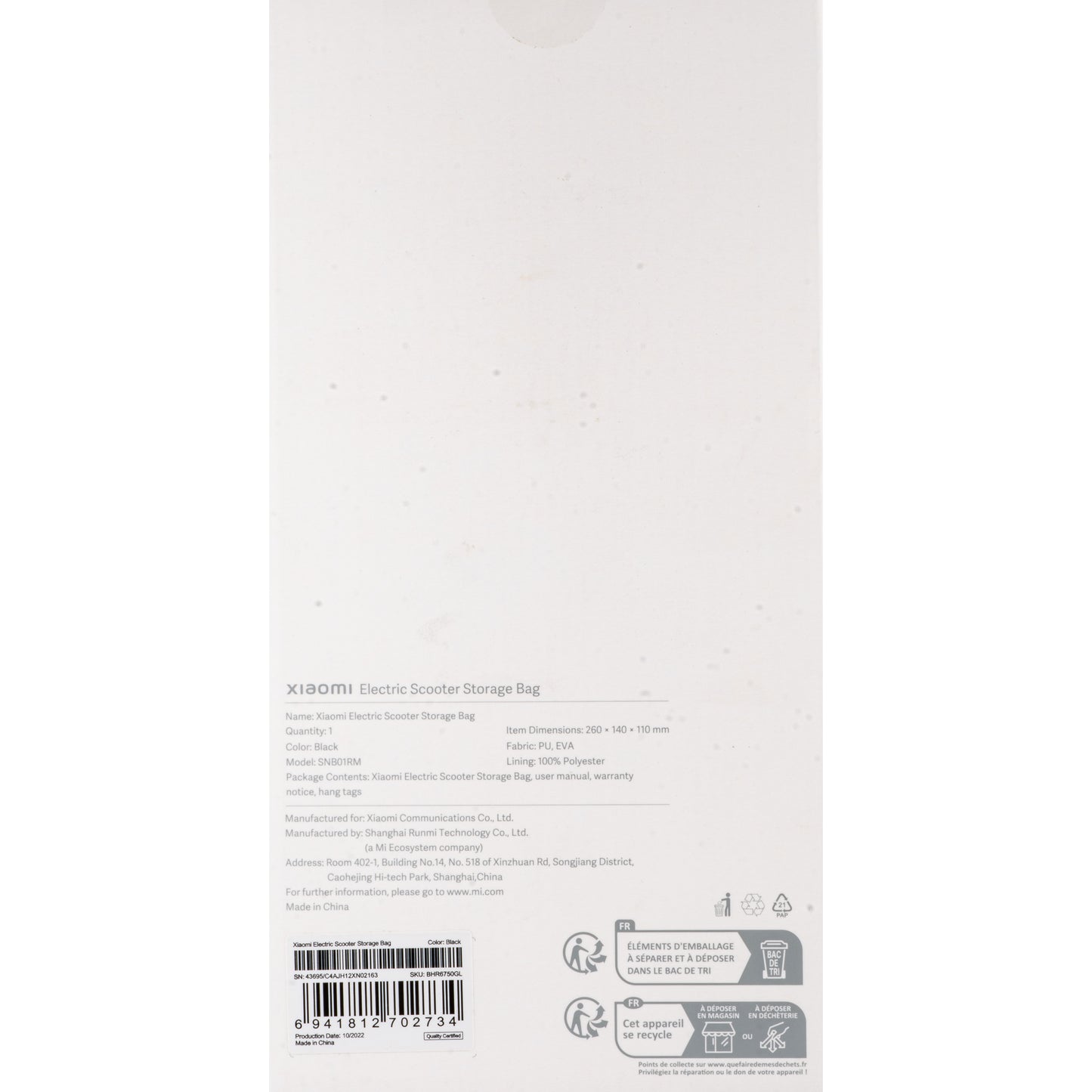 Bolsa de Transporte Xiaomi para Patinete BHR6750GL