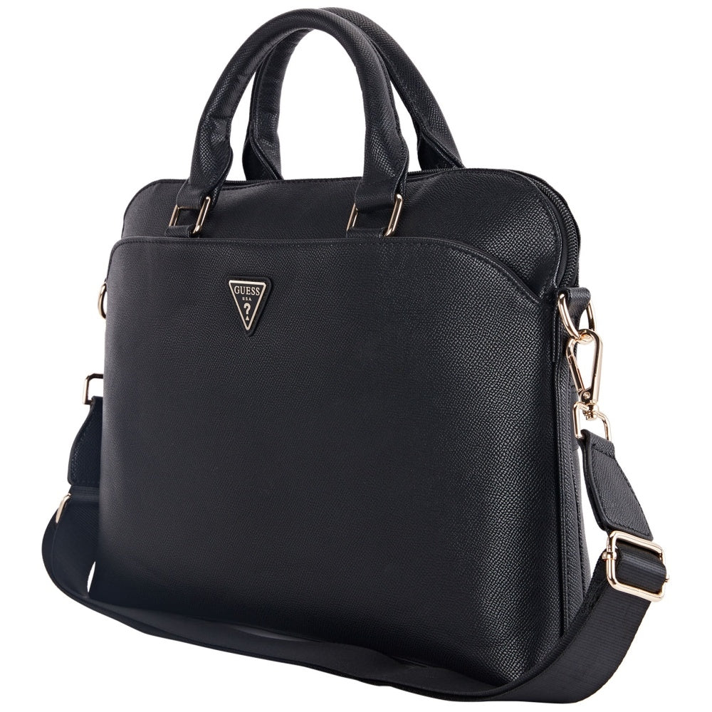 Bolso Guess Grained Triangle Logo para Laptop 15 pulgadas, Negro