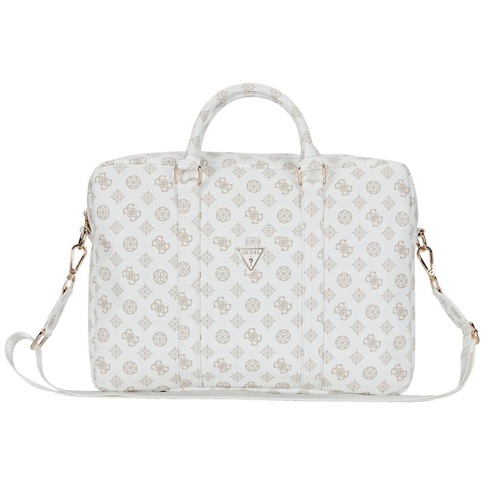 Bolso Guess Peony Triangle Logo para Laptop 16 pulgadas, Blanco