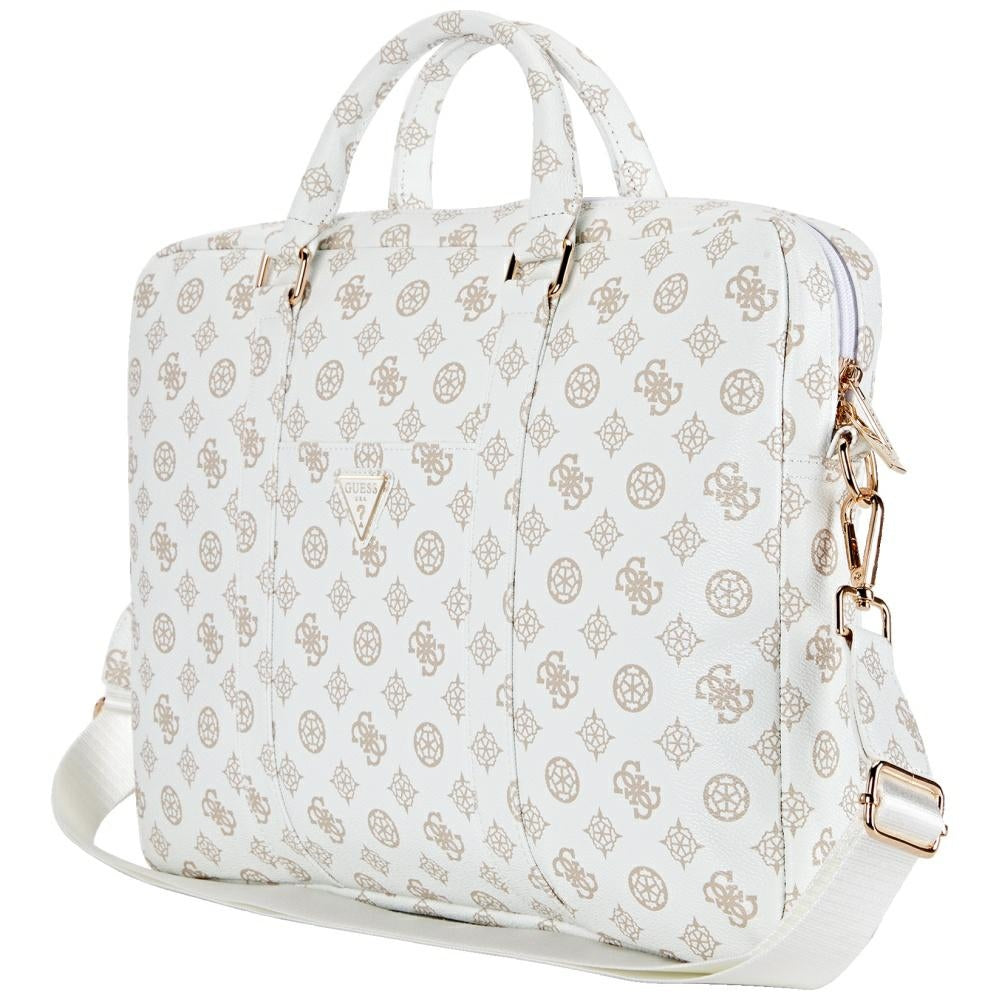 Bolso Guess Peony Triangle Logo para Laptop 16 pulgadas, Blanco