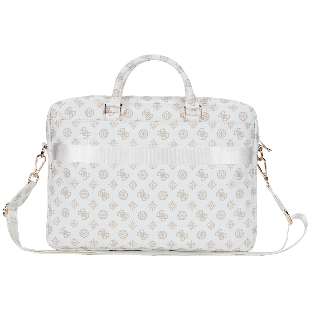 Bolso Guess Peony Triangle Logo para Laptop 16 pulgadas, Blanco