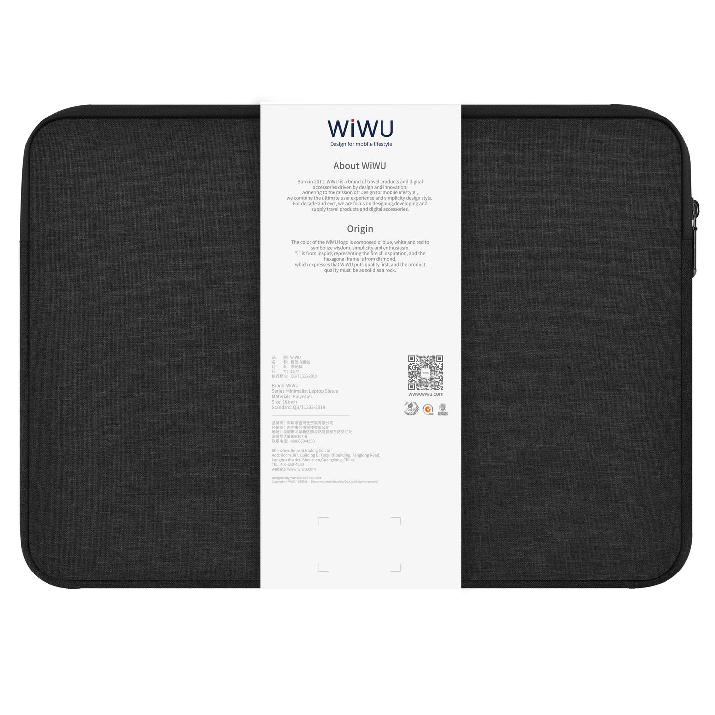 WiWu Bolsa para portátil con funda minimalista de 14 pulgadas, negra 