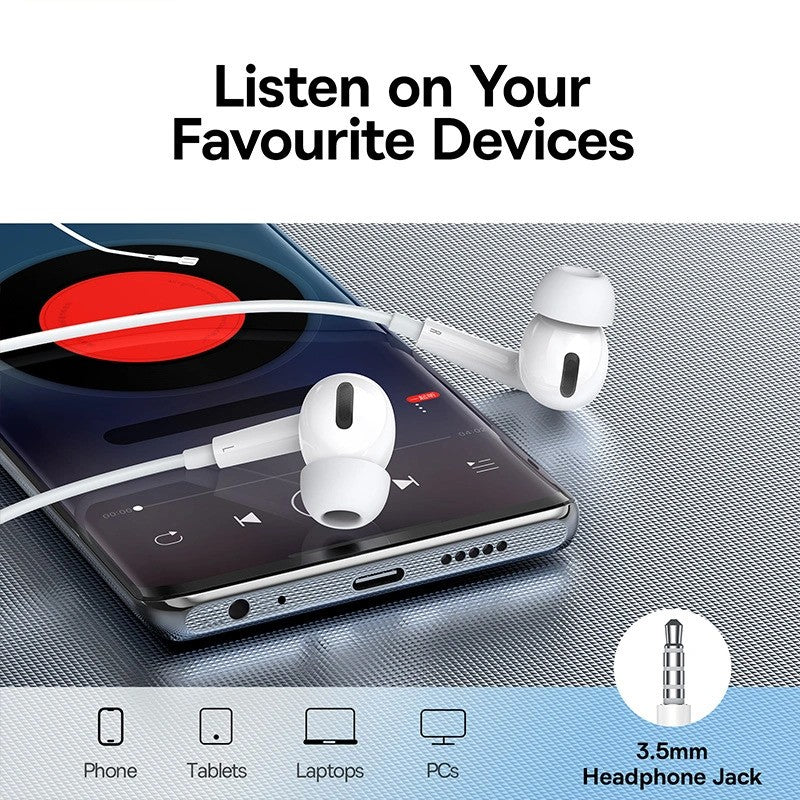 Handsfree 3.5mm Baseus Encok H18, Blanco