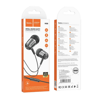 Handsfree 3.5mm HOCO M108, Gris