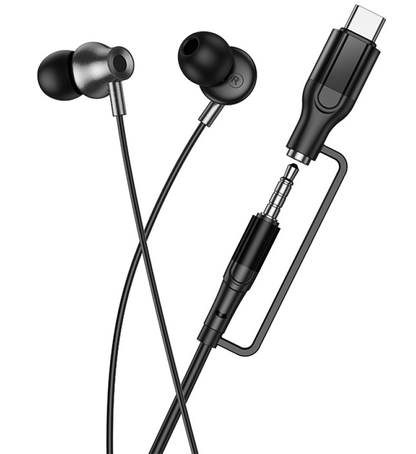 Manos libres 3.5mm / USB-C HOCO M119A, Negro