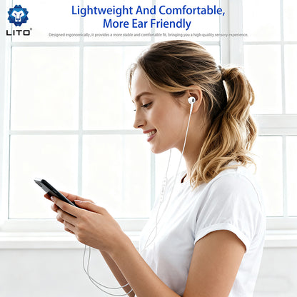 Handsfree 3.5mm / USB-C Lito LF03, Blanco