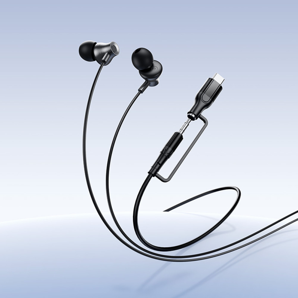 Manos libres 3.5mm / USB-C HOCO M119A, Negro