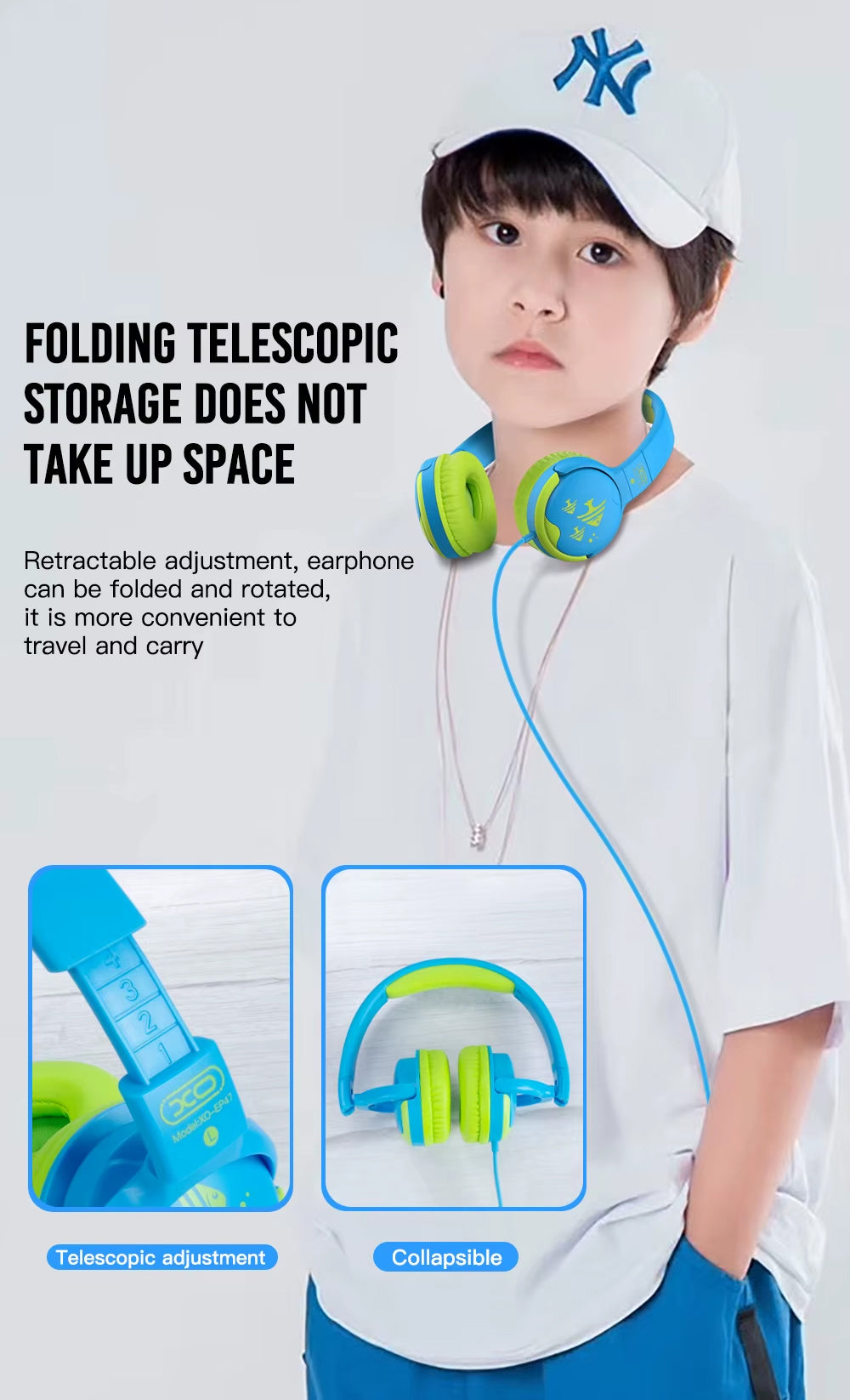 Auriculares 3.5mm XO Design EP47 Study Kids, Amarillos