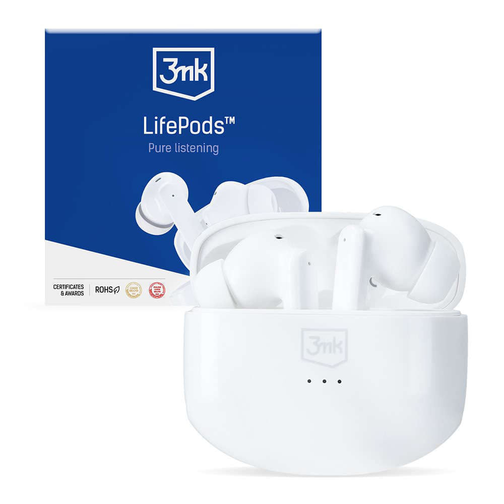 Manos libres Bluetooth 3MK LIFEPODS, TWS, ANC, Blanco