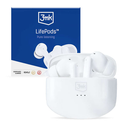 Manos libres Bluetooth 3MK LIFEPODS, TWS, ANC, Blanco