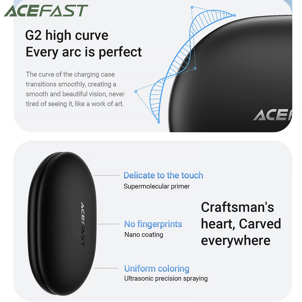 Manos libres Bluetooth Acefast FA002, TWS, Blanco