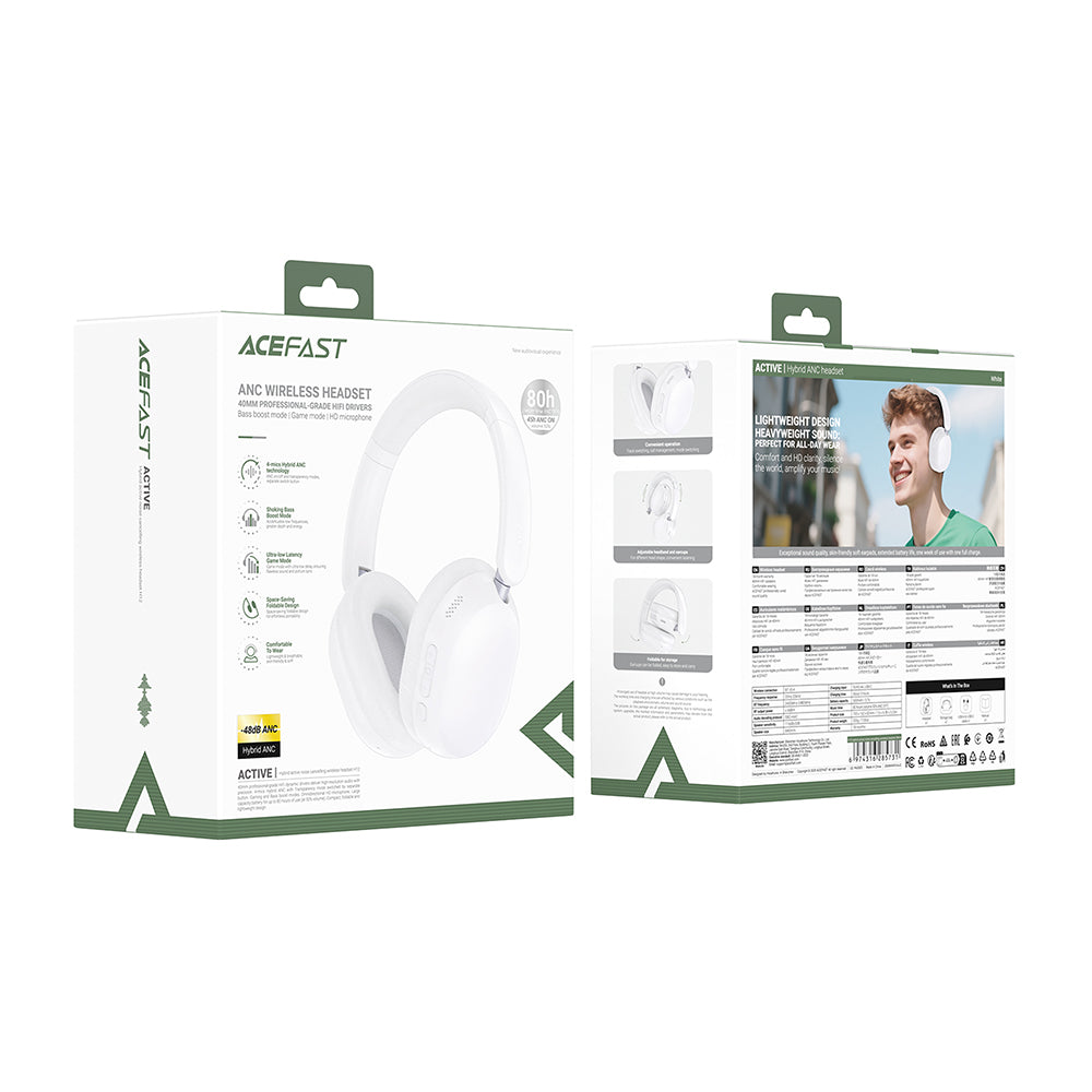 Handsfree Bluetooth Acefast H12, A2DP, ANC, Negro