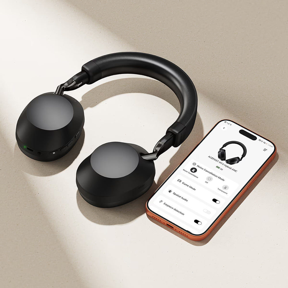 Manos libres Bluetooth Acefast H14, A2DP, ANC, Negro