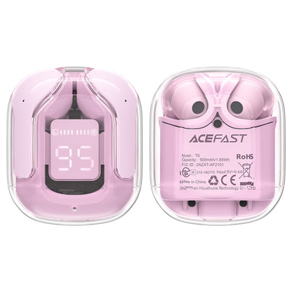 Manos libres Bluetooth Acefast T6, TWS, Rosa